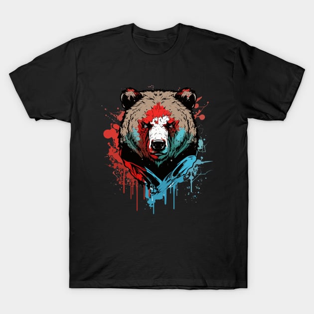 Graffiti Paint Grizzly Bear Creative T-Shirt by Cubebox